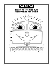 Vehicle dot to dot coloring book for kids