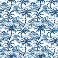 seamless pattern sea and coconut tree of shirt Hawaii style