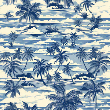 seamless pattern sea and coconut tree of shirt Hawaii style