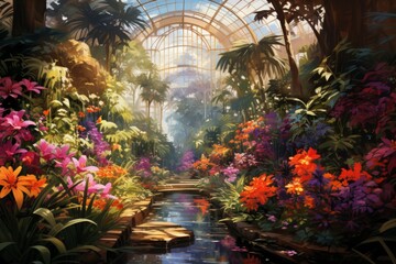 Obraz premium Summer botanical gardens - Generative AI