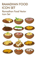 Ramadhan food vector Icon set