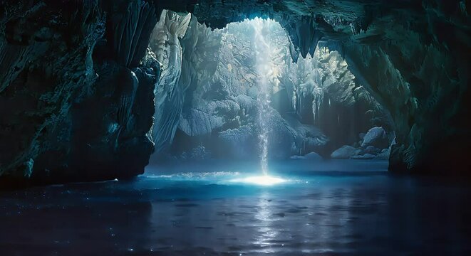 Water filled cave made with Ai generative technology
