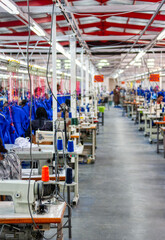 textile factory with sewing machines, industrial economic african developments and diversification...