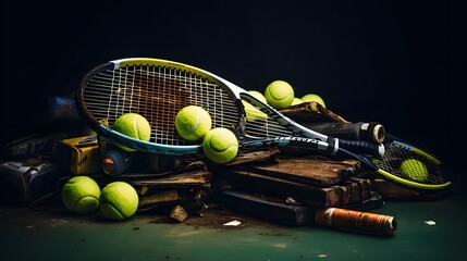 Still life of tennis equipment