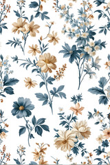 Fototapeta premium Toile De Jouy Vintage Floral Seamless Pattern Elegant Vector Graphics 13 Featuring delicate florals, wildflowers, and romantic motifs, this seamless pattern is crafted to perfection.