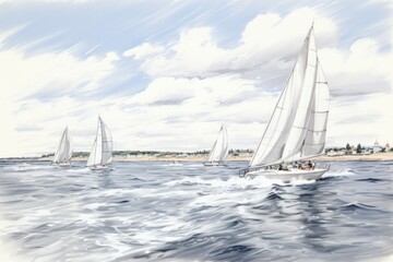 Fototapeta premium Summer sailing regattas - Generative AI