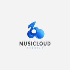 music cloud digital logo design illustration