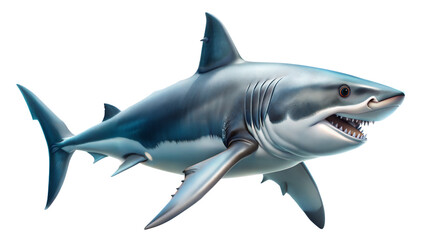 Obraz premium Great White Shark Image Isolated on White Background 