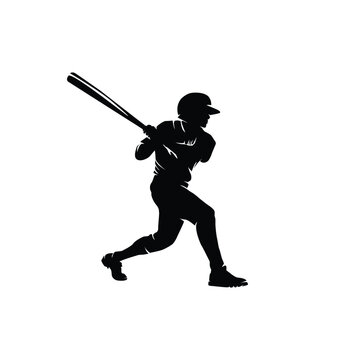 recommend clip art: baseball bat player silhouette vector template
