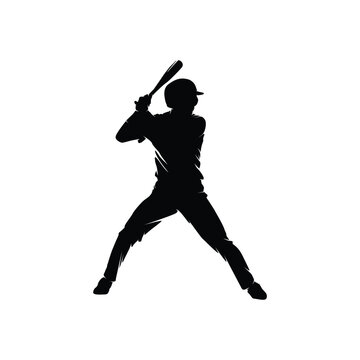 recommend clip art: baseball bat player silhouette vector template