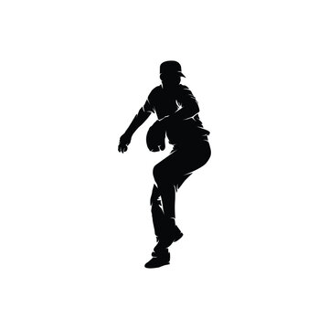 recommend clip art: baseball catcher player silhouette vector template