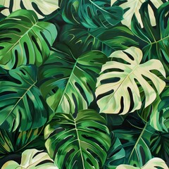 Fototapeta premium Botanical monstera leaves