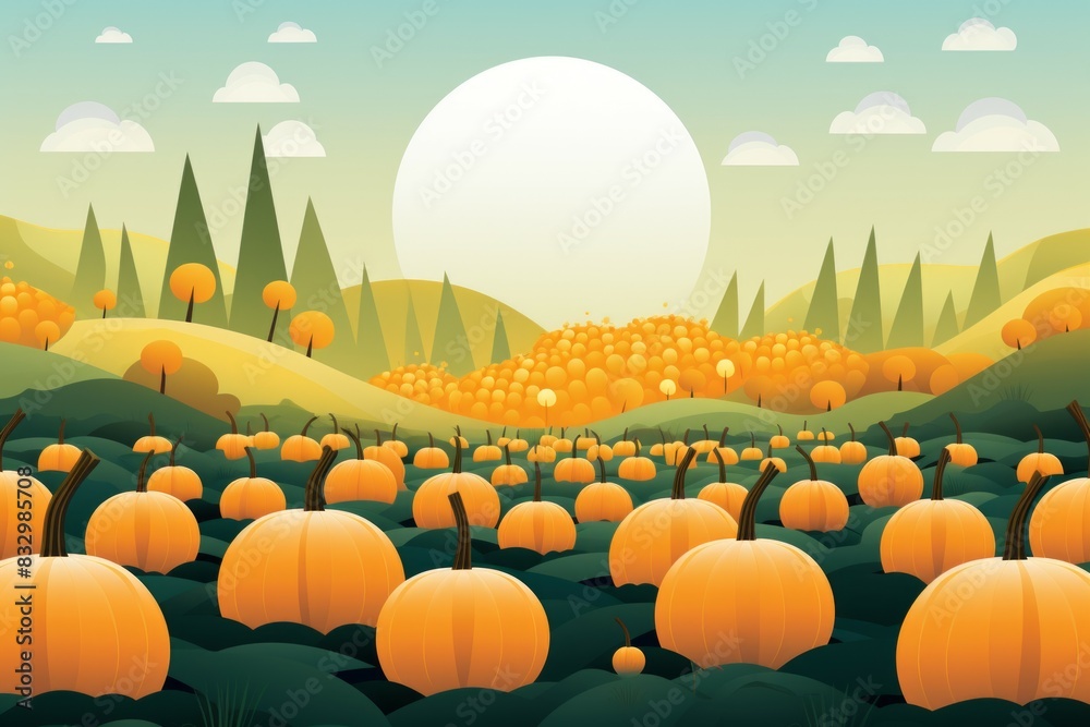 Wall mural Pumpkin patches - Generative AI