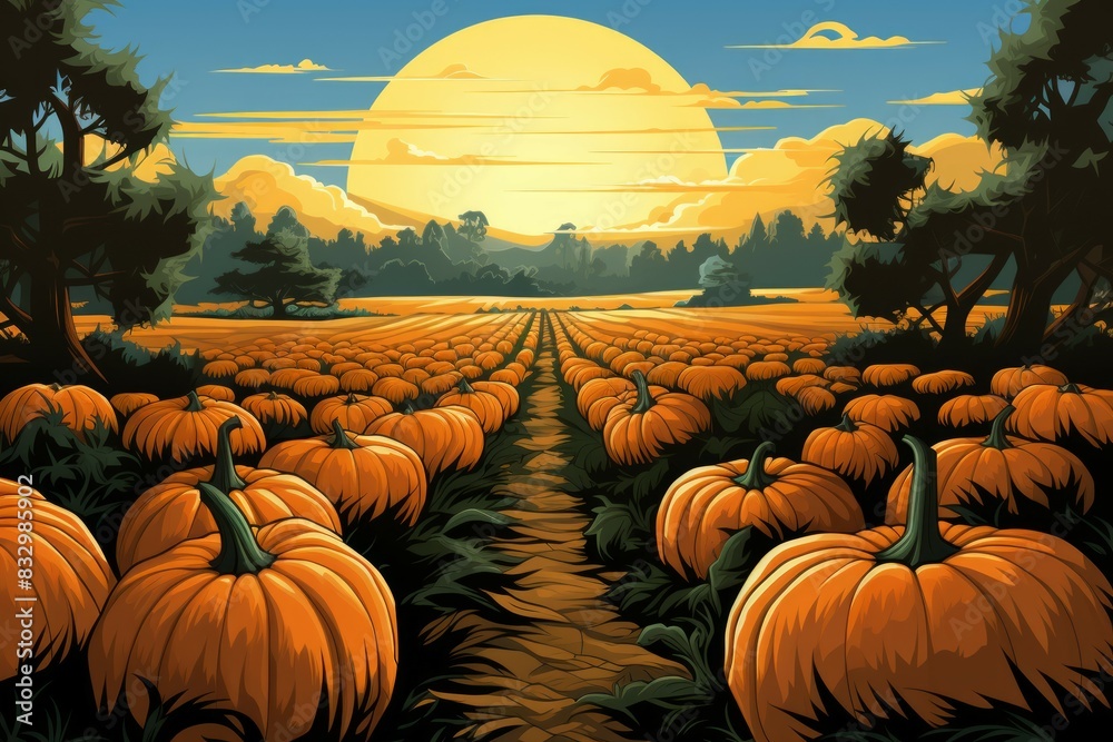 Sticker Pumpkin patches - Generative AI