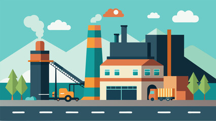 Fototapeta premium From the outside the coal processing plant appeared nondescript but inside it was a bustling hub of activity vital to the industrys production and. Vector illustration