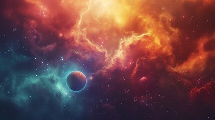 Floating cosmic orbs in a mystical celestial space, surrounded by ethereal nebulae and otherworldly light, blending fantasy and sci-fi elements