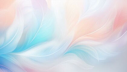 Obraz premium Soft, wispy streaks of light in pastel colors, resembling feathers, gently blending into a w