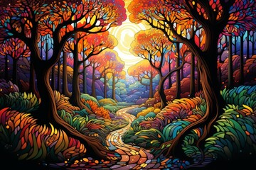 Obraz premium Autumn forests - Generative AI