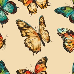 Obraz premium cute butterfly seamless pattern