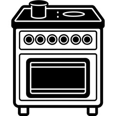 black and white icon of stove