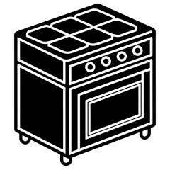 black and white icon of stove