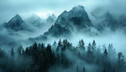 Explore Majestic Peaks Surreal Mountain Landscapes Shrouded in Enigmatic Fog