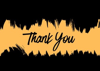 Best Thank You card design with black background and light orange brush strokes