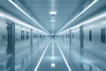 Fototapeta premium Vast,Hyper-Detailed Interiors of Fully Automated High-Tech Manufacturing Facility with Rows of Precision-Engineered Machinery and Computer-Controlled