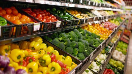 Obraz premium Vegetables and fruits currently being sold in supermarkets