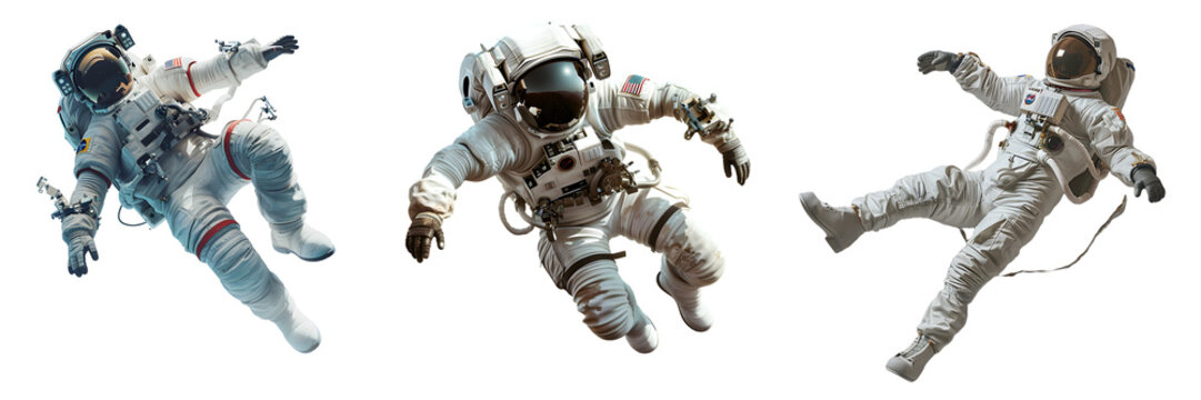 astronaut in space suit isolated on a transparent PNG background, white background , cut out, clipping path, Generative Ai