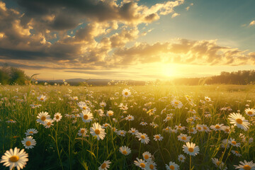 Fototapeta premium Summer landscape with blue sky