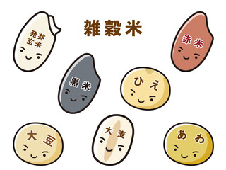 雑穀米のキャラクターのセット