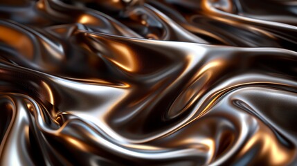 Obraz premium Brown 3d render of dark and brown silk displaying white iridescent holographic foil in style of brown abstract background
