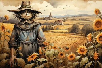 Fototapeta premium Scarecrows - Generative AI