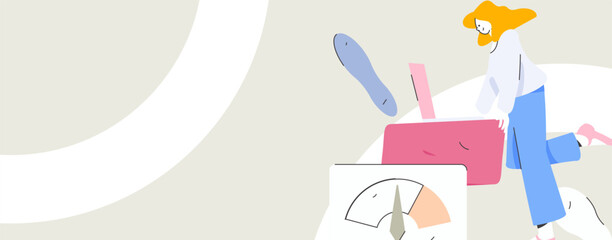 Flat vector illustration of business people operating work scene
