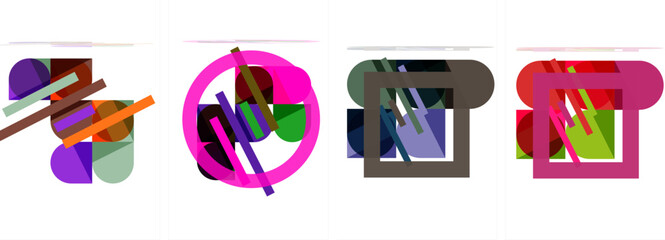 Square and round shape geometric poster set for wallpaper, business card, cover, poster, banner, brochure, header, website