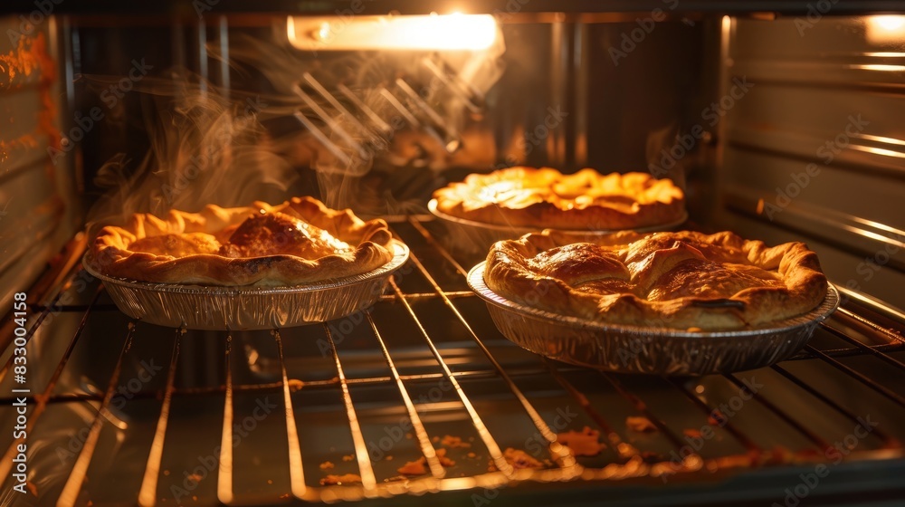 Wall mural pie baking in the homemade oven