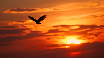 Naklejka premium Chicken isolated on Sunset background, generative AI
