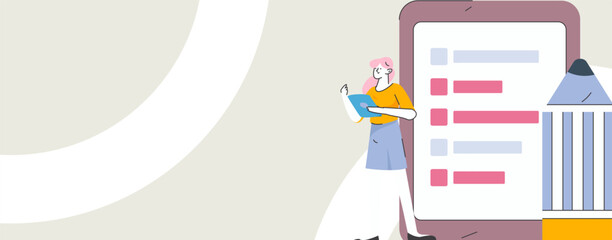 Flat vector illustration of business people operating work scene
