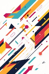 Overlapping geometric forms, flat design, rule of thirds, white background, colorful and dynamic graphic