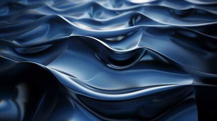 A blue and silver fabric with a wave pattern. The fabric is shiny and has a metallic look to it