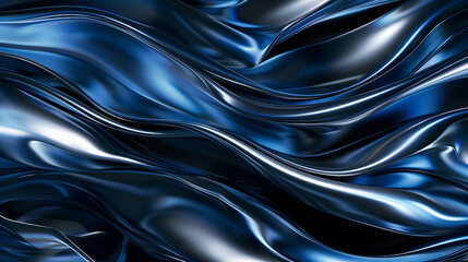 Obraz premium A blue and silver fabric with a wave pattern. The fabric is shiny and has a metallic look to it