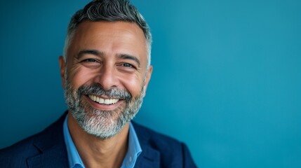 Fototapeta premium Professional business portrait against a bright blue wall