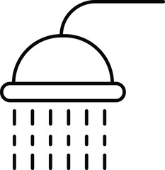 Shower Vector Line Icon for Adverts. Suitable for books, stores, shops. Editable stroke in minimalistic outline style. Symbol for design