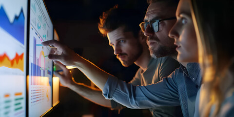 Team Analysis: Reviewing Performance Metrics and Project Outcomes" | "Data-Driven Decision Making: Team Evaluating Business Performance"