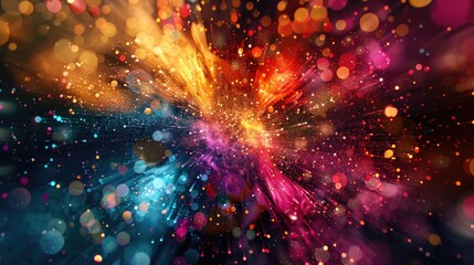 Colorful abstract background with vibrant light streaks and bokeh effect creating a dynamic, energetic, and lively visual impact.