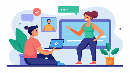 With virtual fitness coaching you have access to expert advice and professional guidance without the extra cost of inperson training.. Vector illustration