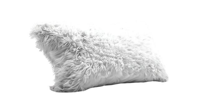 Furry white pillow isolated on a transparent background, PNG, Ai