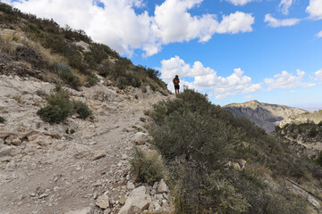 Hiker on the Guadalupe Peak Trail, Guadalupe Mountains National Park, Texas