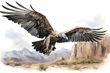 Obraz premium A watercolor of a vulture